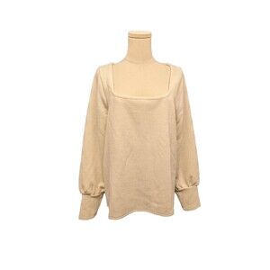 NEW Madewell Ribbed Square Neck Long Sleeve Cream Pullover‎ Sweater XL